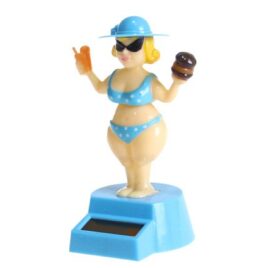 Solární tančící dekorace madam s kloboukem modrá